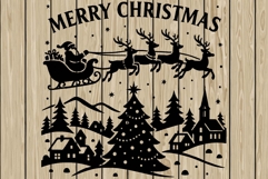 Christmas scene stencil silhouette SVG Product Image 1