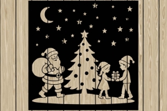 Christmas scene stencil silhouette SVG Product Image 1