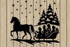 Christmas scene stencil silhouette SVG Product Image 1