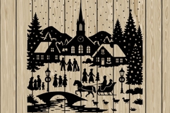 Christmas scene stencil silhouette SVG Product Image 1