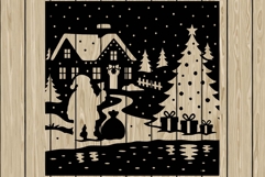 Christmas scene stencil silhouette SVG Product Image 1
