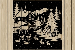 Christmas scene stencil silhouette SVG Product Image 1