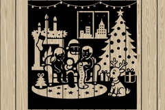 Christmas scene stencil silhouette SVG Product Image 1
