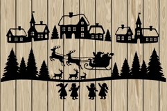 Christmas scene stencil silhouette SVG Product Image 1