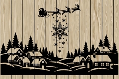 Christmas scene stencil silhouette SVG Product Image 1