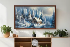 Winter Christmas Frame Tv Art, cottage in the forest Product Image 4