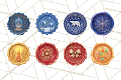 Vintage Christmas Wax Seal Clipart PNG, Holiday Seals Product Image 4