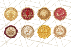 Vintage Christmas Wax Seal Clipart PNG, Holiday Seals Product Image 5