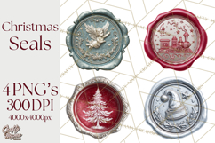 Vintage Christmas Wax Seal Clipart PNG, Holiday Seals Product Image 1
