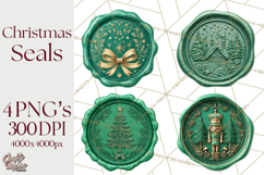 Vintage Christmas Wax Seal Clipart PNG, Holiday Seals Product Image 1