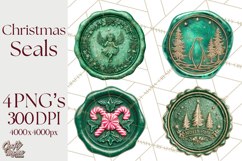 Vintage Christmas Wax Seal Clipart PNG, Holiday Seals Product Image 1