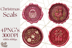 Vintage Christmas Wax Seal Clipart PNG, Holiday Seals Product Image 1