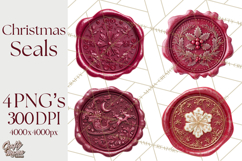 Vintage Christmas Wax Seal Clipart PNG, Holiday Seals Product Image 1