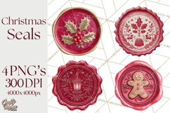 Vintage Christmas Wax Seal Clipart PNG, Holiday Seals Product Image 1