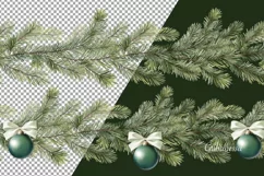 Christmas tree garland clipart. Seamless fir borders PNG Product Image 2