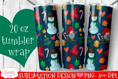Christmas tumbler wrap for sublimation | Cute snowman PNG Product Image 1