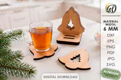 Christmas Coasters with Holder Laser Cut. Drink Coaster SVG Product Image 1
