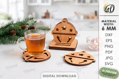 Christmas Coasters with Holder Laser Cut. Drink Coaster SVG Product Image 1