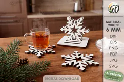 Christmas Coasters with Holder Laser Cut. Drink Coaster SVG Product Image 1