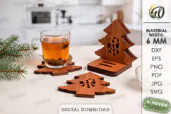 Christmas Coasters with Holder Laser Cut. Drink Coaster SVG Product Image 1
