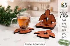 Christmas Coasters with Holder Laser Cut. Drink Coaster SVG Product Image 1