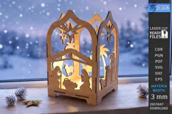 Wooden Nativity Lantern Laser Cut | 3D Christmas Night Light Product Image 1