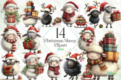 Christmas Sheep Clipart Sublimation Product Image 1