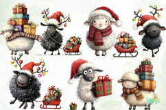 Christmas Sheep Clipart Sublimation Product Image 2