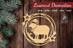 Christmas Sheep Lasercut Round SVG Product Image 1
