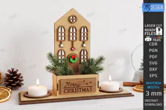 3D Christmas Shelf Decor Candle Holder Laser Cut | Holidays Product Image 1