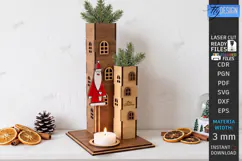 3D Christmas Shelf Decor Candle Holder Laser Cut | Holidays Product Image 1