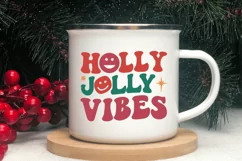 Holly jolly vibes SVG, Retro Christmas SVG Design Product Image 2