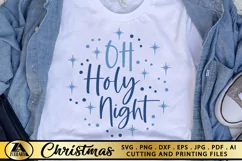 Oh Holy Night SVG Christmas Round Door Sign SVG Ornament SVG Product Image 5