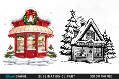 Watercolor Christmas Shop Clipart Product Image 1