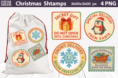 Christmas Santa Sack Stamps PNG | Santa Gift Labels Product Image 1