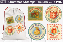 Vintage Christmas Santa Sack Stamp | Cozy Gift Labele Product Image 1
