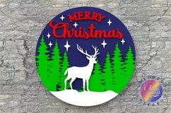 Christmas Reindeer Door Sign. Svg DXF Laser cutting project. Product Image 1