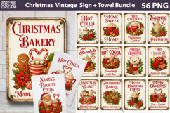 Vintage Christmas Sign Bundle | Christmas Baking Towel Product Image 1