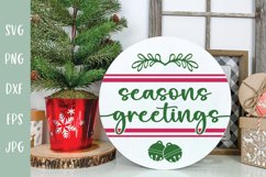 Seasons Greetings - Round Christmas Sign SVG Product Image 1