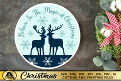 Believe In the Magic Of Christmas SVG Round Door Sign SVG Product Image 4