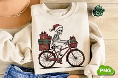 Christmas Skeleton Cycling PNG, Christmas Skeleton Clipart Product Image 1