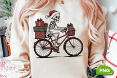 Christmas Skeleton Cycling PNG, Christmas Skeleton Clipart Product Image 2