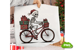 Christmas Skeleton Cycling PNG, Christmas Skeleton Clipart Product Image 3