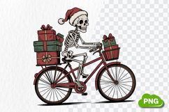 Christmas Skeleton Cycling PNG, Christmas Skeleton Clipart Product Image 4