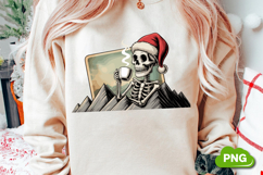 Christmas Skeleton Drinking Tea PNG, Christmas Skeleton PNG Product Image 2