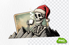 Christmas Skeleton Drinking Tea PNG, Christmas Skeleton PNG Product Image 4