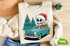 Christmas Skeleton Driving PNG, Christmas Skeleton Clipart Product Image 1