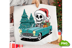 Christmas Skeleton Driving PNG, Christmas Skeleton Clipart Product Image 3