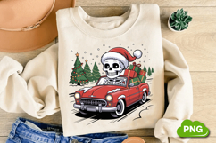 Christmas Skeleton Driving PNG, Christmas Clipart PNG Product Image 1