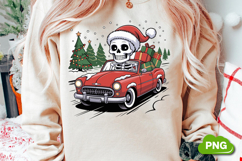 Christmas Skeleton Driving PNG, Christmas Clipart PNG Product Image 2
